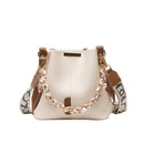 Bolsa de Couro Cachecol Elegance - Oferta Especial Bolsa feminina Wiio, Franco Center Marrom e branco 