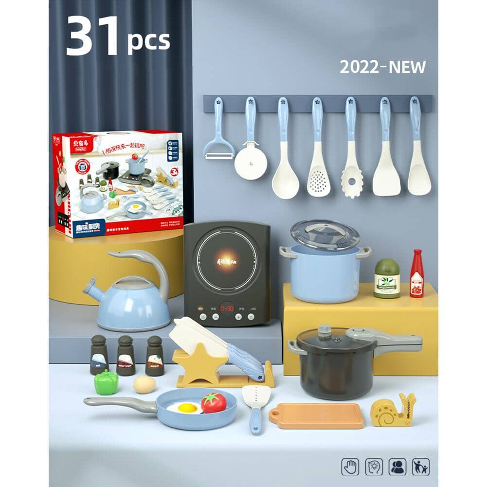 Brinquedo Simulador de Cozinha Infantil Brinquedo Infantil Franco Center 31 Peças - Azul 