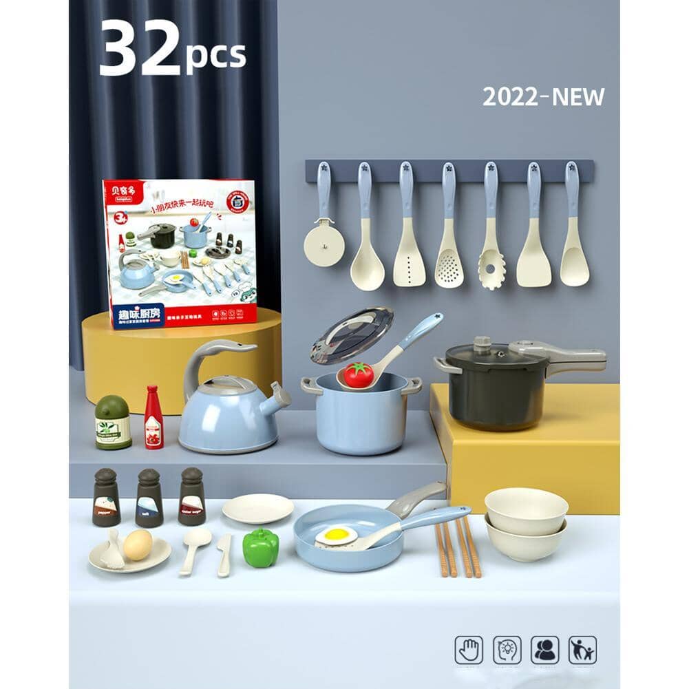 Brinquedo Simulador de Cozinha Infantil Brinquedo Infantil Franco Center 32 Peças - Azul 