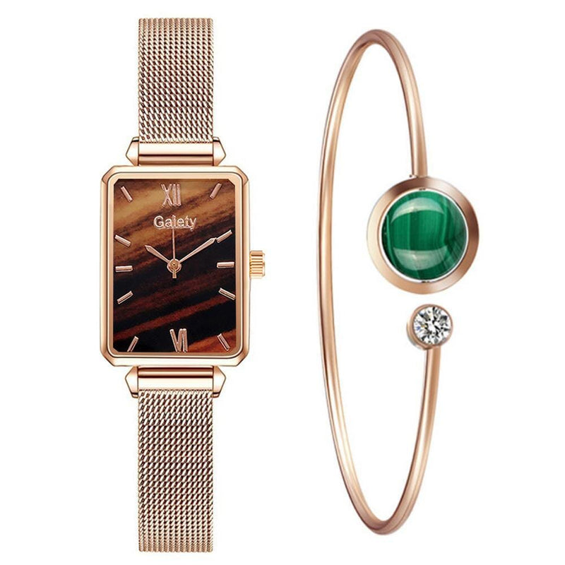 Relógio + Bracelete - Gaiety Relógio de braço Franco Center Marrom e Dourado 