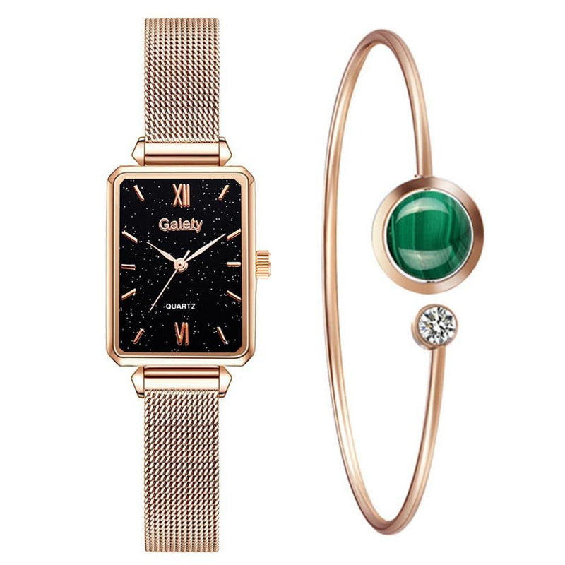 Relógio + Bracelete - Gaiety Relógio de braço Franco Center Preto e Dourado 