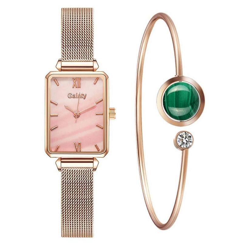 Relógio + Bracelete - Gaiety Relógio de braço Franco Center Rosa e Dourado 
