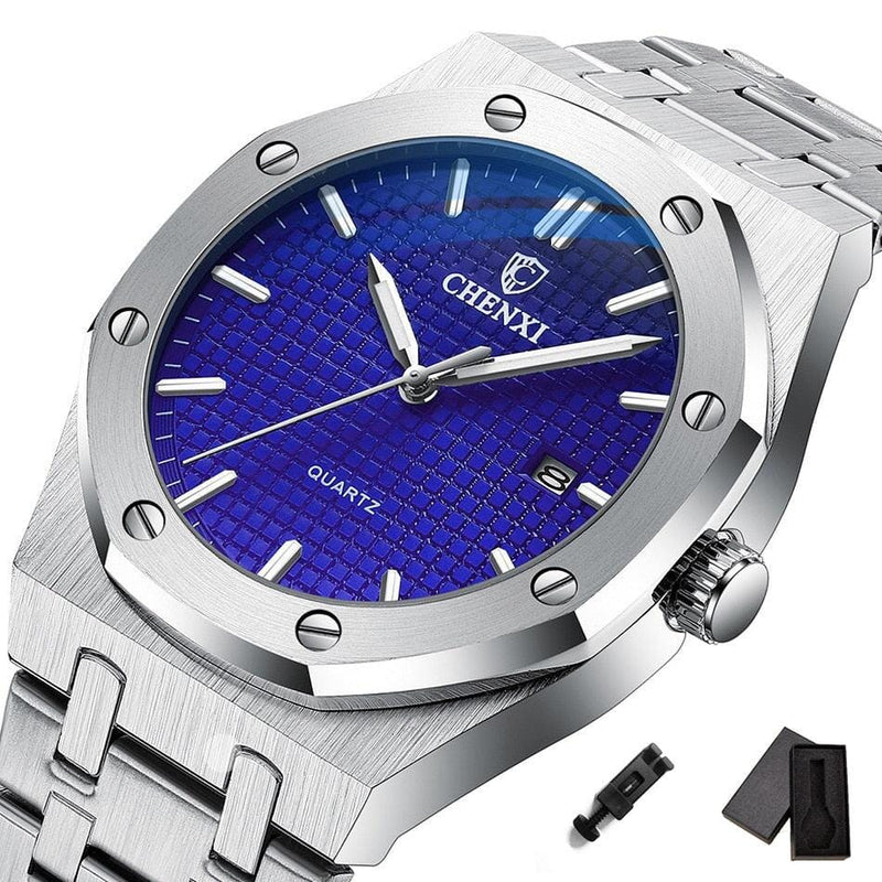 Relógio Suíço Elegance ® Relógio de braço Franco Center Caixa azul 
