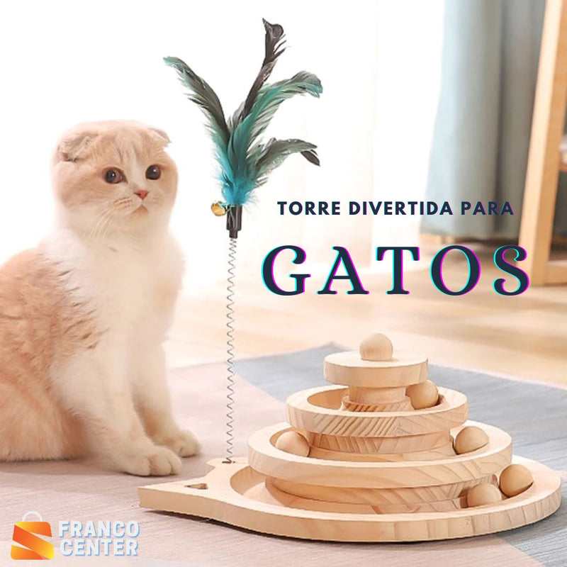 Torre de Diversão para Gatos - Pistas, Disco e Bolas para Horas de Entretenimento! Brinquedo para Pet, Gato, Felinos. Franco Center 